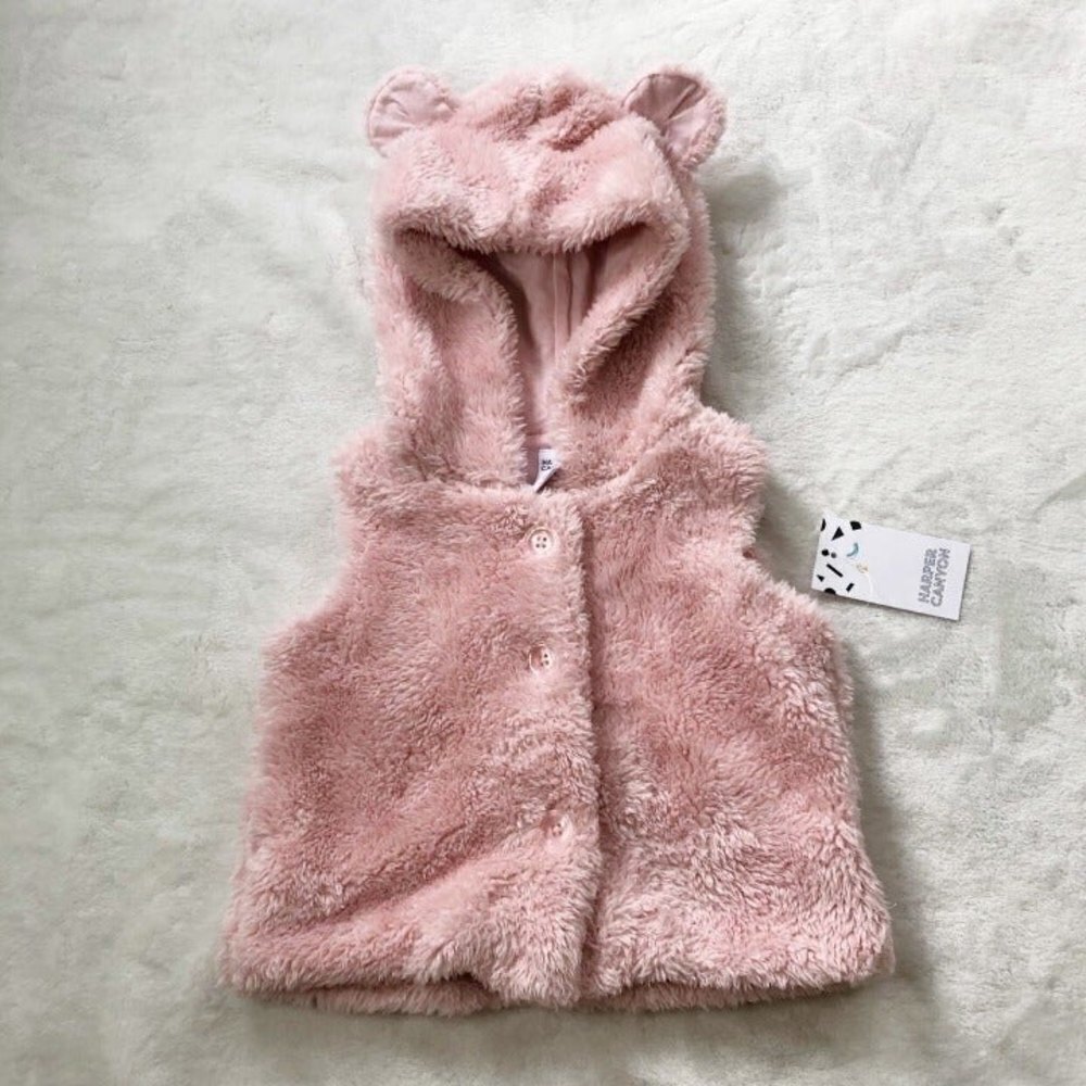 Nwt Harper Canyon Soft Sleeveless Pink Hooded Sweater With Ears
